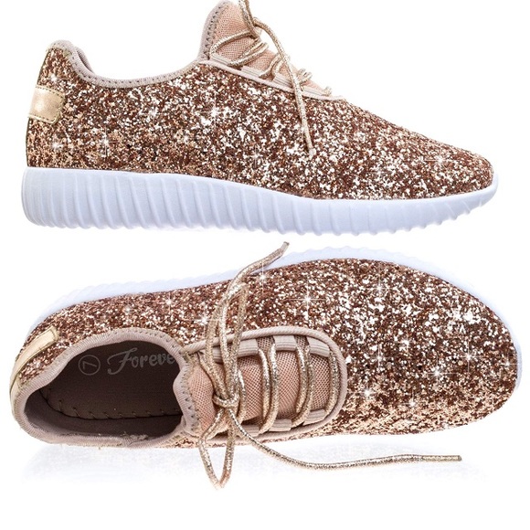 Shoes - Rose gold glitter sneakers